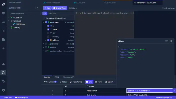 DbGate Central - inspect and edit JSON