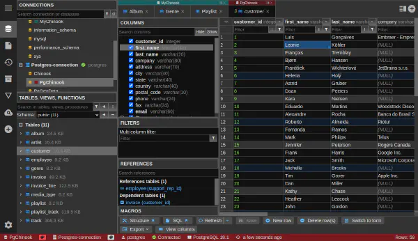 列を展開できるデータグリッド
