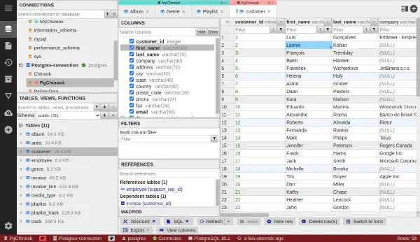 列を展開できるデータグリッド