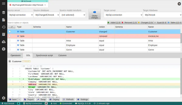Nástroj na porovnanie databáz