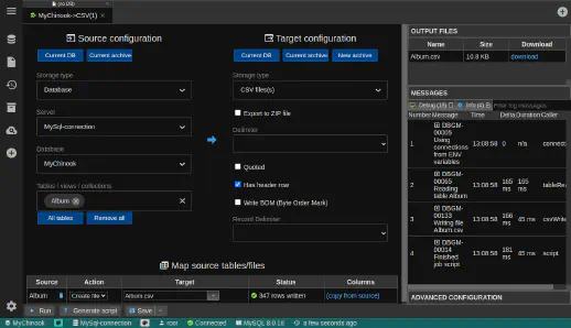 DbGate - configure export csv