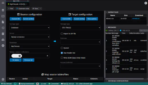 DbGate - configure export csv