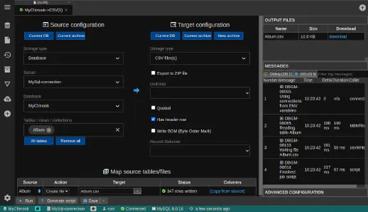 DbGate - configure export csv
