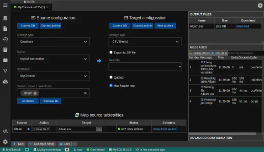 DbGate - configure export csv