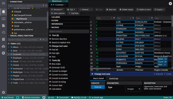 테이블 데이터 편집기의 매크로