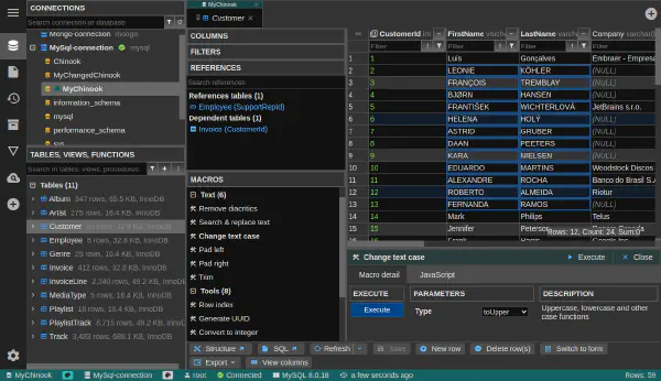 テーブルデータエディターでのマクロ