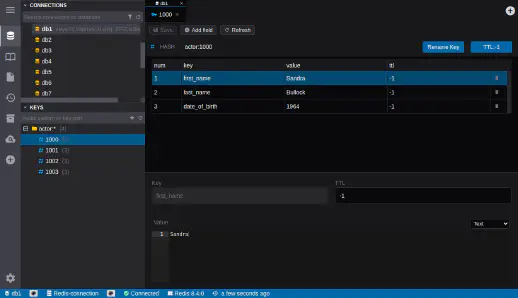 DbGate - data browser redis hash
