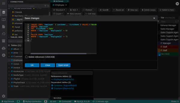 SQL 미리 보기를 통한 데이터 수정