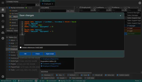Úprava dát s náhľadom SQL