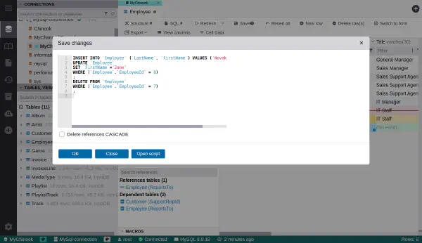 SQL 미리 보기를 통한 데이터 수정