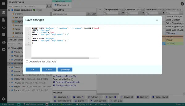 Úprava dát s náhľadom SQL