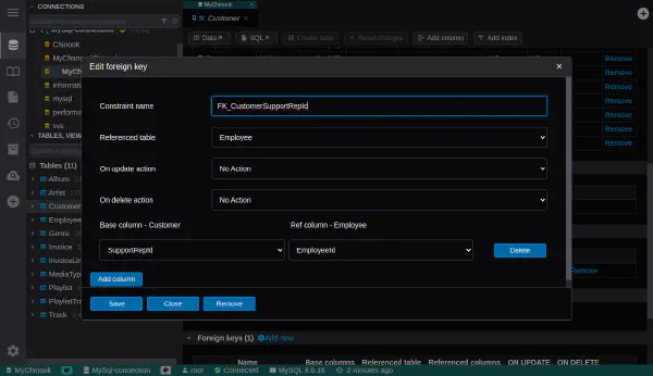 외래 키 편집기