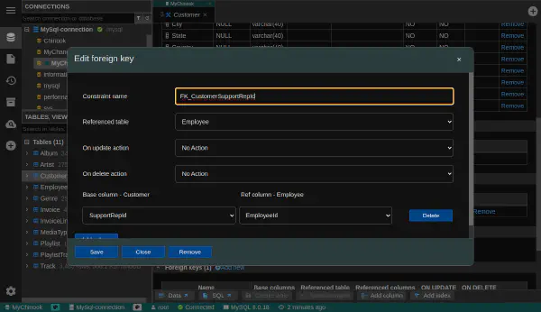 Editor cudzích kľúčov