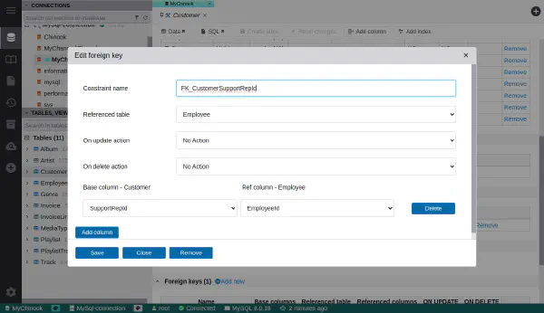 외래 키 편집기