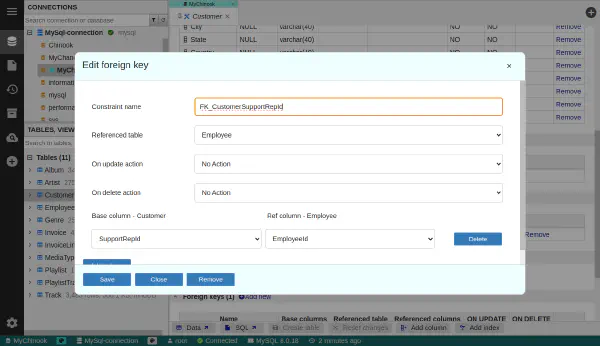 Editor cudzích kľúčov