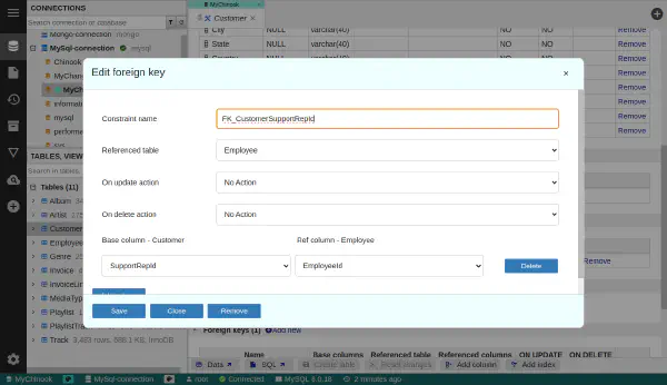 外部キーエディター