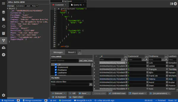 MongoDB データベースでクエリを実行