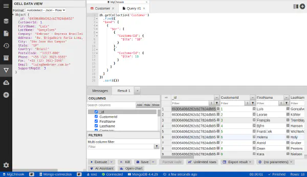 MongoDB データベースでクエリを実行