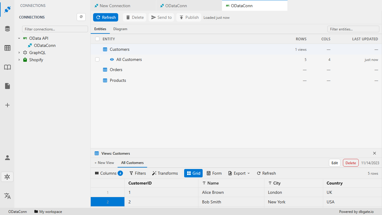 Browse endpoint data in the familiar grid view