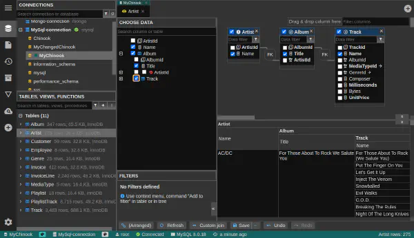 ネストされたデータを持つパースペクティブ