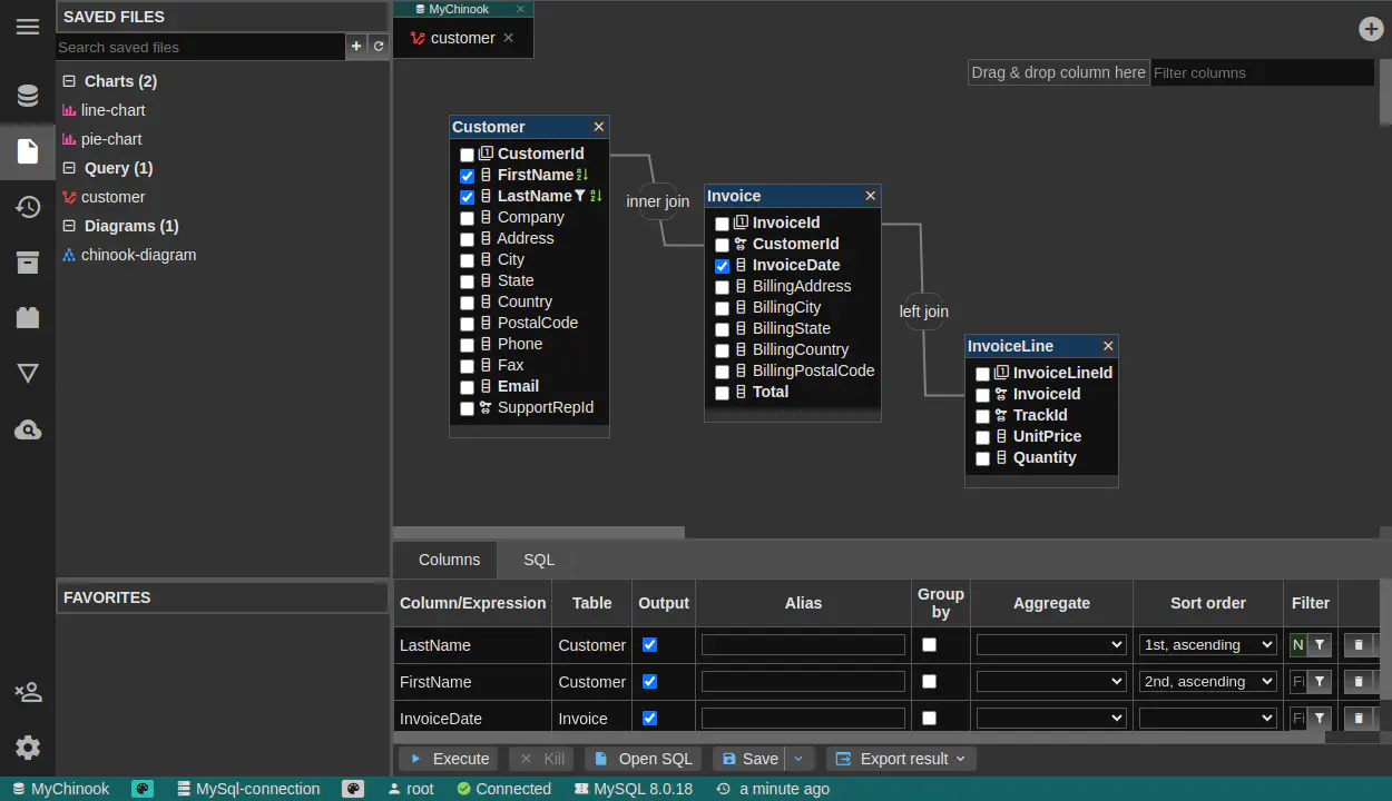 DbGate - query designer