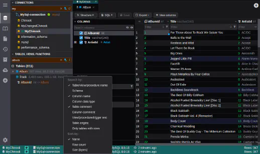 DbGate - search in connections