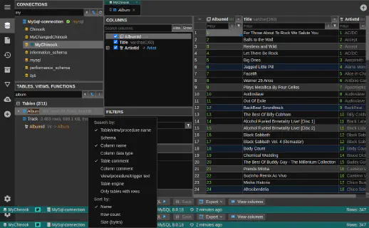 DbGate - search in connections