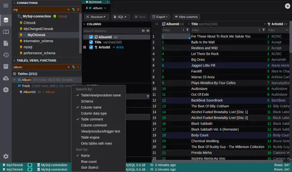 연결 및 데이터베이스에서 검색