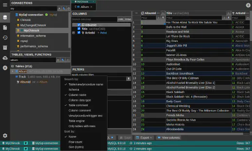DbGate - search in connections