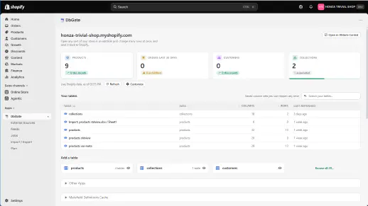 DbGate Shopify App - External sources and full-shop transfer
