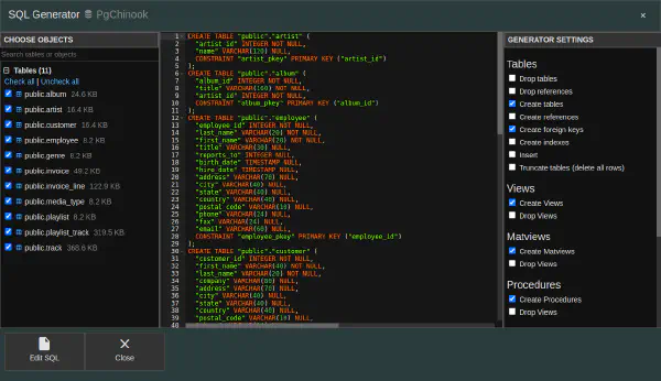 SQL ジェネレーター