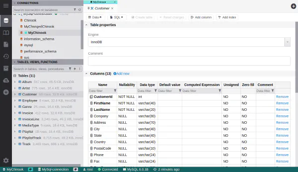 테이블 구조 보기